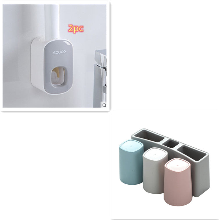 (Top Pick) Wall Mounted Automatic Toothpaste Holder Bathroom Accessories Set Dispenser