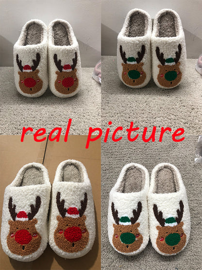 (New Arrival) Christmas Shoes Winter Home Slippers Elk Soft Cozy Bedroom Slipper Slip On House Shoes