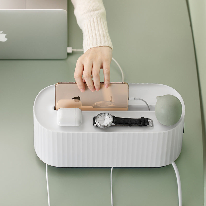 (New Arrival) Power Strip Wire Case Cable Storage Box Anti Dust Charger Socket Organizer Network Line Storage Bin Charger Wire Management