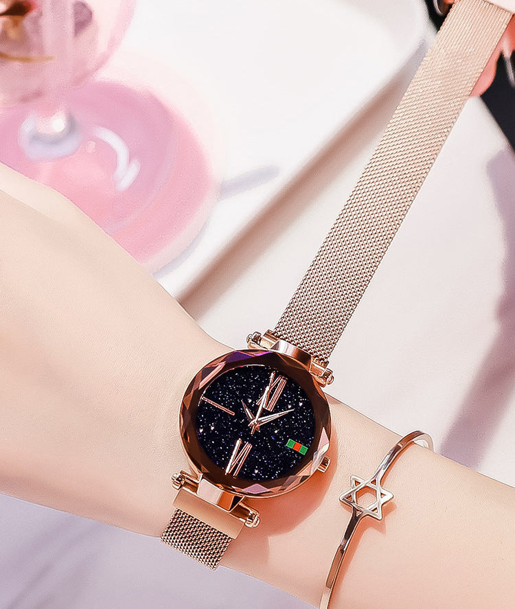 Starry Sky Women's Watch With Magnet Mesh And Diamond Quartz Watch
