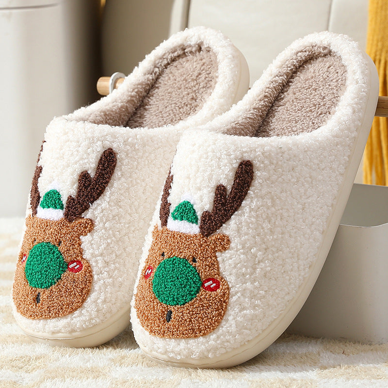 (New Arrival) Christmas Shoes Winter Home Slippers Elk Soft Cozy Bedroom Slipper Slip On House Shoes