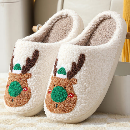 (New Arrival) Christmas Shoes Winter Home Slippers Elk Soft Cozy Bedroom Slipper Slip On House Shoes