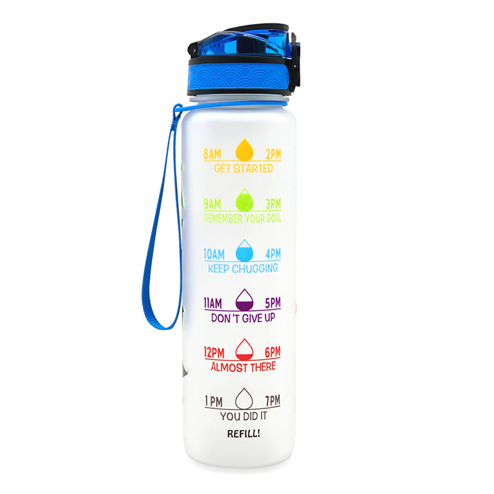 (New Arrival) 1L Tritan Water Bottle With Time Marker Bounce Cover Motivational Water Bottle Cycling Leakproof Cup For Sports Fitness Bottles