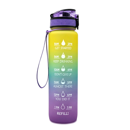 (New Arrival) 1L Tritan Water Bottle With Time Marker Bounce Cover Motivational Water Bottle Cycling Leakproof Cup For Sports Fitness Bottles