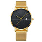 Calendar Thin Mens Watch Stainless Steel Mesh Band Quartz Wrist Watches Men Clock