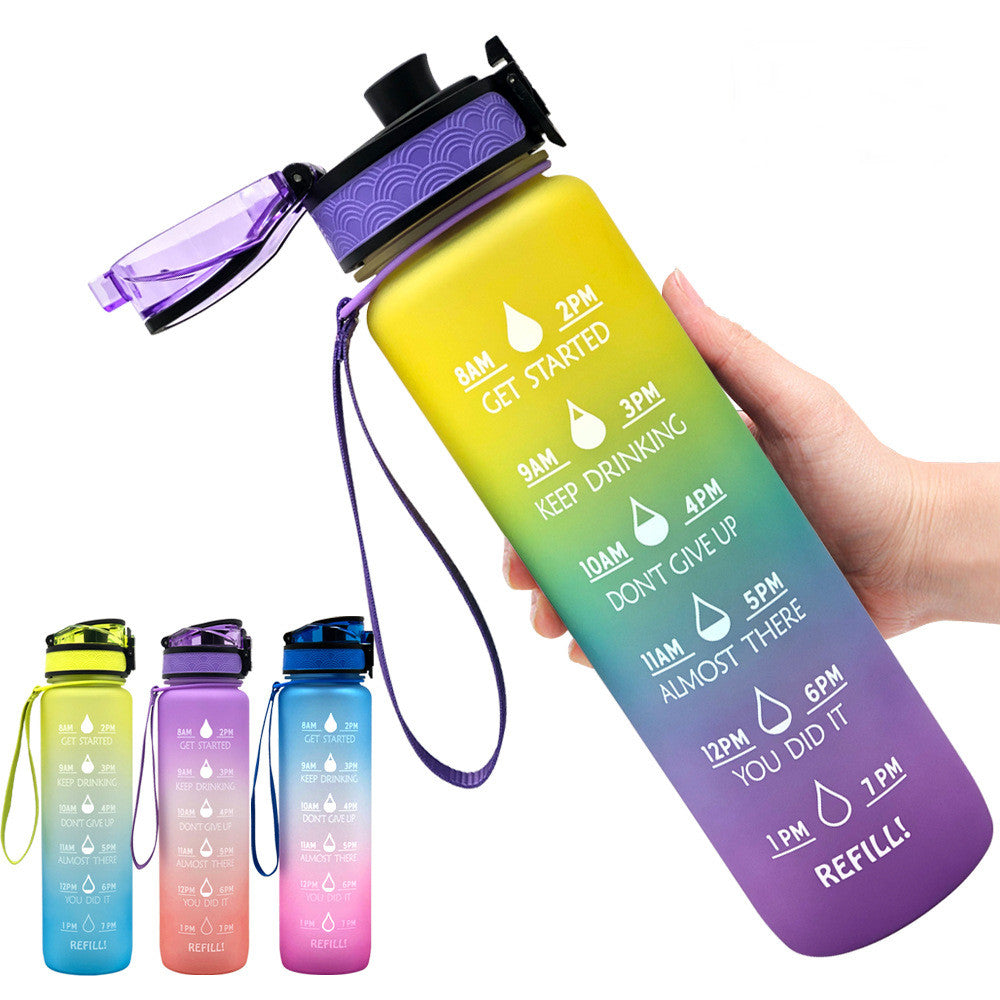 (New Arrival) 1L Tritan Water Bottle With Time Marker Bounce Cover Motivational Water Bottle Cycling Leakproof Cup For Sports Fitness Bottles