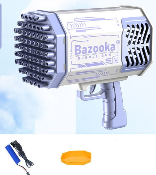 (Top Pick) Bubble Gun Rocket 69 Holes Soap Bubbles Machine Gun Shape Automatic Blower With Light Toys For Kids Pomperos