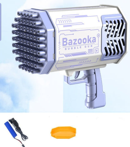 (Top Pick) Bubble Gun Rocket 69 Holes Soap Bubbles Machine Gun Shape Automatic Blower With Light Toys For Kids Pomperos