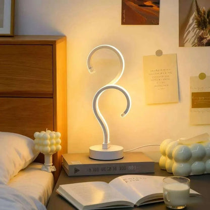 (New Arrival) Creative Double Question Mark Elegant White Desktop Lamp, USB Power Supply - Three Color Lighting, Suitable For Bedroom