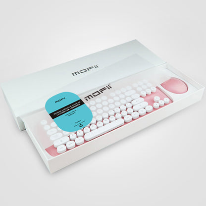 (New Arrival) Wireless Keyboard And Mouse Set Girls Color Retro