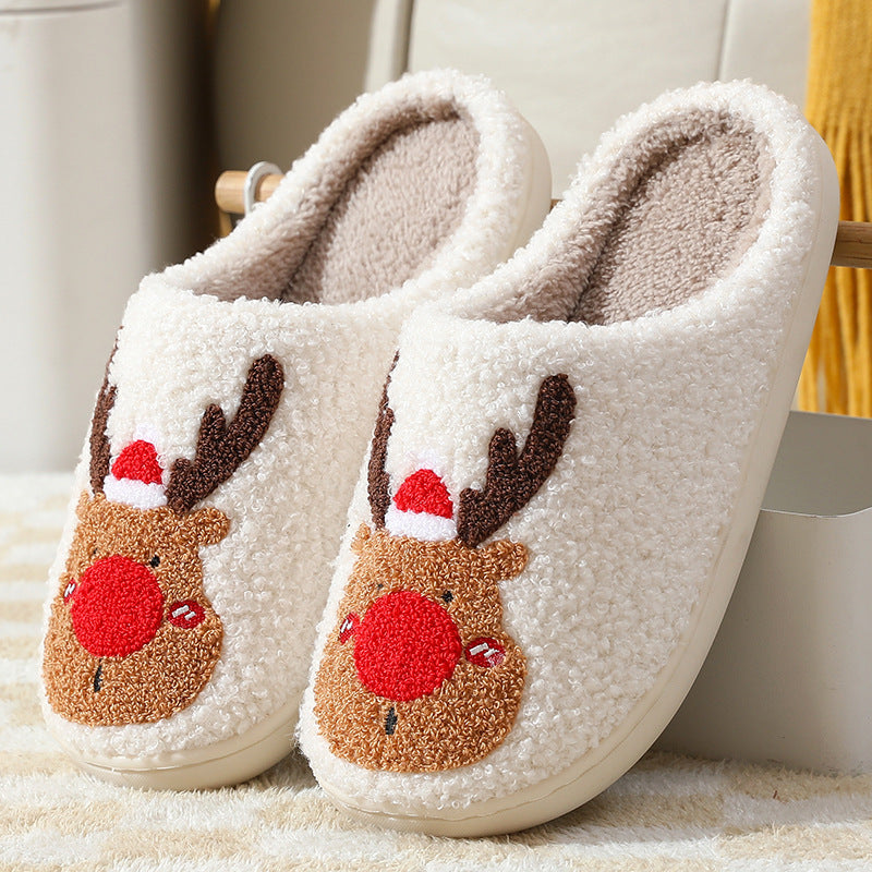 (New Arrival) Christmas Shoes Winter Home Slippers Elk Soft Cozy Bedroom Slipper Slip On House Shoes