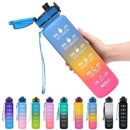 (New Arrival) 1L Tritan Water Bottle With Time Marker Bounce Cover Motivational Water Bottle Cycling Leakproof Cup For Sports Fitness Bottles
