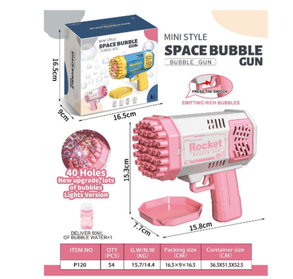 (Top Pick) Bubble Gun Rocket 69 Holes Soap Bubbles Machine Gun Shape Automatic Blower With Light Toys For Kids Pomperos