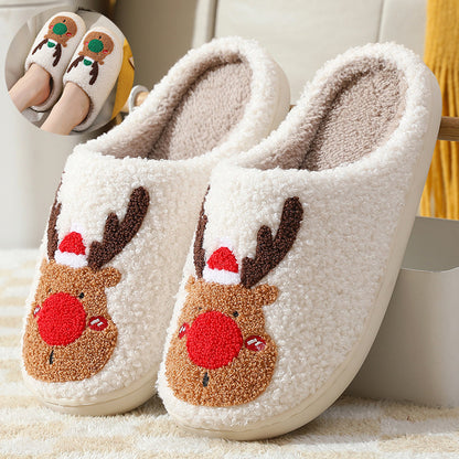(New Arrival) Christmas Shoes Winter Home Slippers Elk Soft Cozy Bedroom Slipper Slip On House Shoes