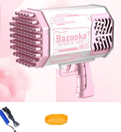 (Top Pick) Bubble Gun Rocket 69 Holes Soap Bubbles Machine Gun Shape Automatic Blower With Light Toys For Kids Pomperos