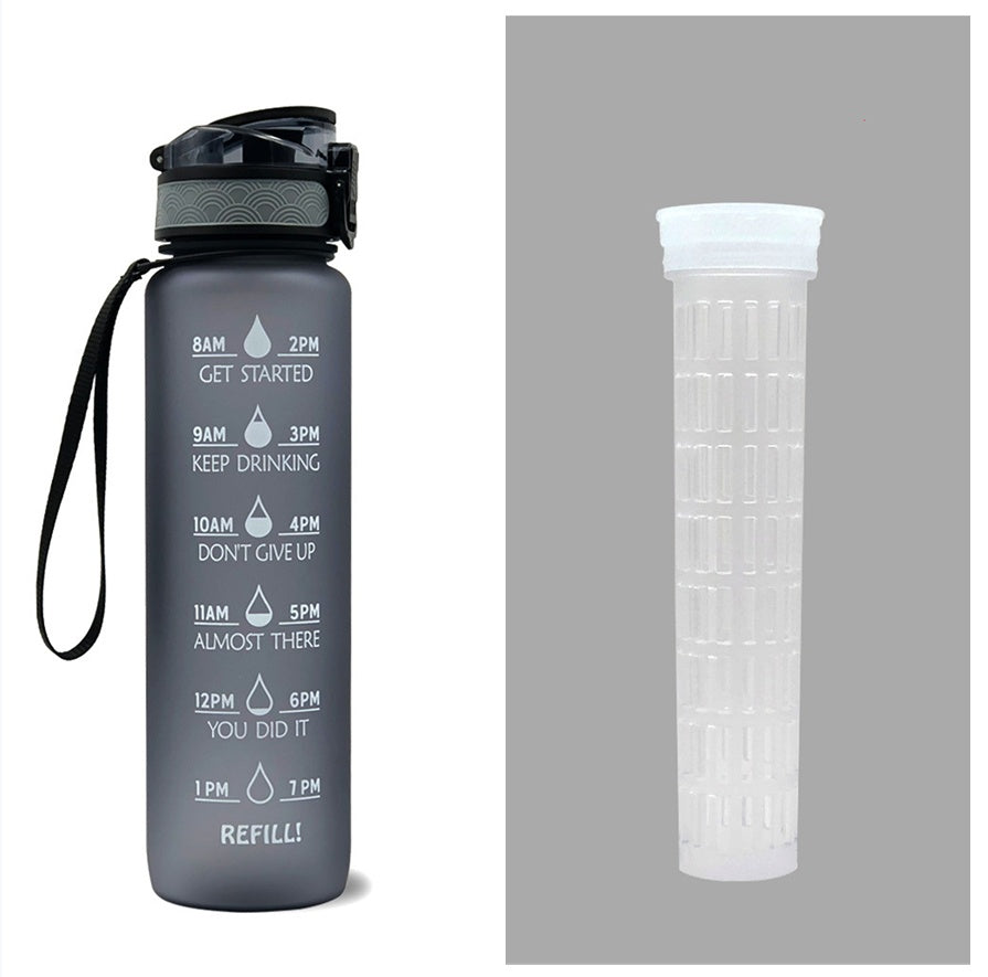 (New Arrival) 1L Tritan Water Bottle With Time Marker Bounce Cover Motivational Water Bottle Cycling Leakproof Cup For Sports Fitness Bottles