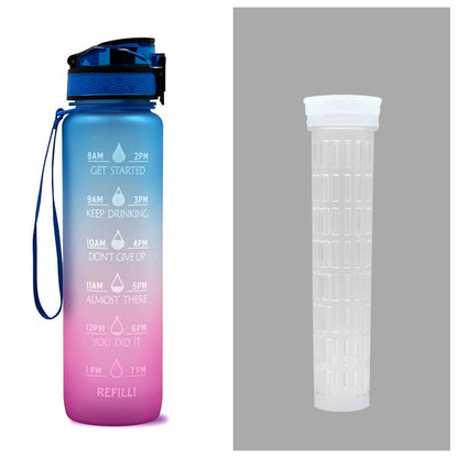 (New Arrival) 1L Tritan Water Bottle With Time Marker Bounce Cover Motivational Water Bottle Cycling Leakproof Cup For Sports Fitness Bottles