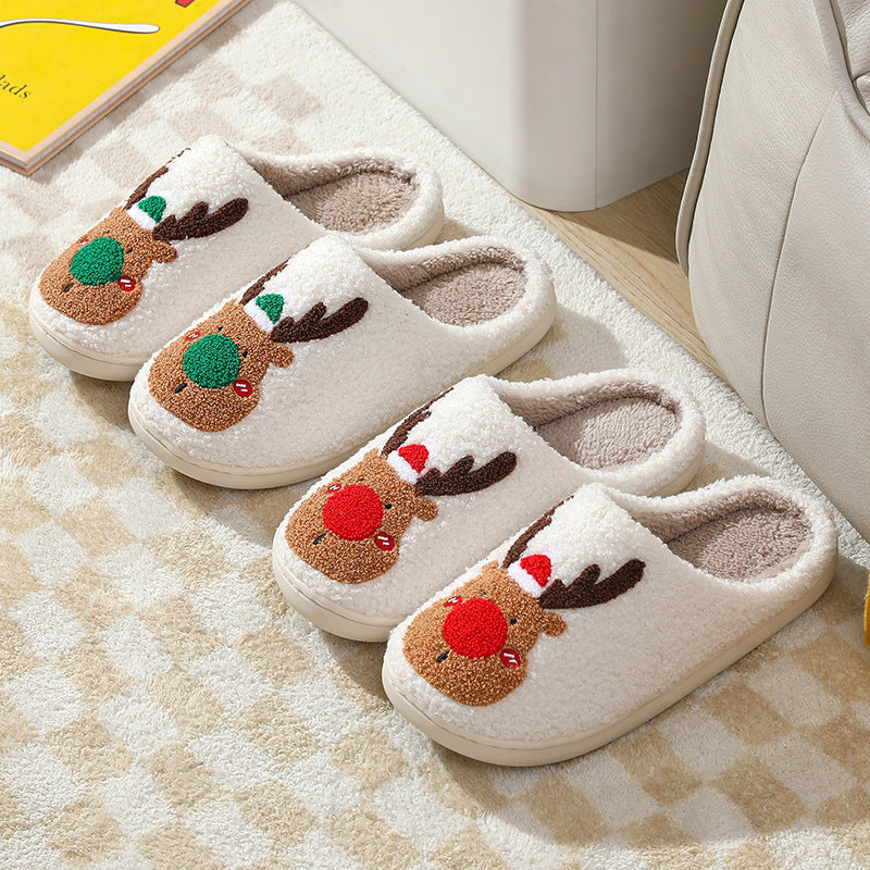(New Arrival) Christmas Shoes Winter Home Slippers Elk Soft Cozy Bedroom Slipper Slip On House Shoes