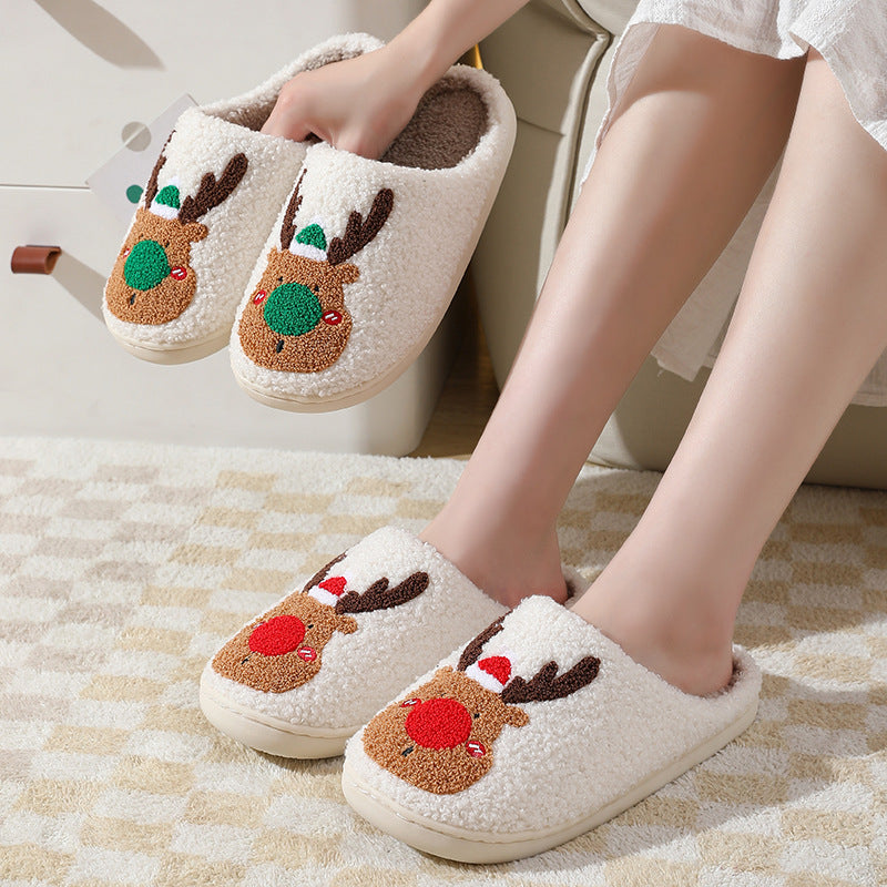 (New Arrival) Christmas Shoes Winter Home Slippers Elk Soft Cozy Bedroom Slipper Slip On House Shoes