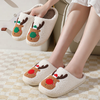 (New Arrival) Christmas Shoes Winter Home Slippers Elk Soft Cozy Bedroom Slipper Slip On House Shoes