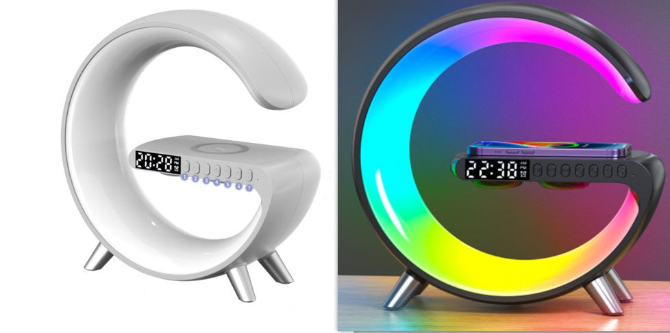 (New Arrival) New Intelligent G Shaped LED Lamp Bluetooth Speake Wireless Charger Atmosphere Lamp App Control For Bedroom Home Decor