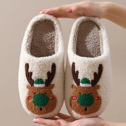 (New Arrival) Christmas Shoes Winter Home Slippers Elk Soft Cozy Bedroom Slipper Slip On House Shoes