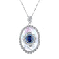 Sapphire Diamond Pendant 925 Sterling Silver Party Wedding Pendants Chain Necklace For Women Charm Jewelry