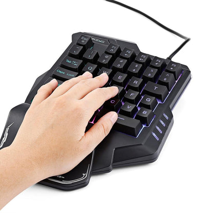 (New Arrival) One-Handed Mechanical Gaming Keyboard RGB Backlit Portable Mini Gaming Keypad Game Controller