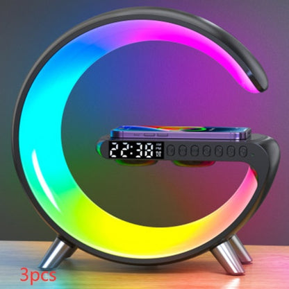 (New Arrival) New Intelligent G Shaped LED Lamp Bluetooth Speake Wireless Charger Atmosphere Lamp App Control For Bedroom Home Decor