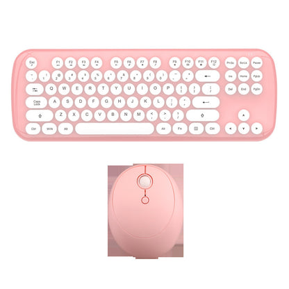 (New Arrival) Wireless Keyboard And Mouse Set Girls Color Retro