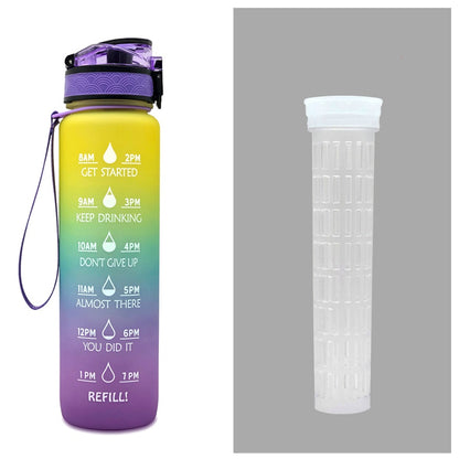 (New Arrival) 1L Tritan Water Bottle With Time Marker Bounce Cover Motivational Water Bottle Cycling Leakproof Cup For Sports Fitness Bottles