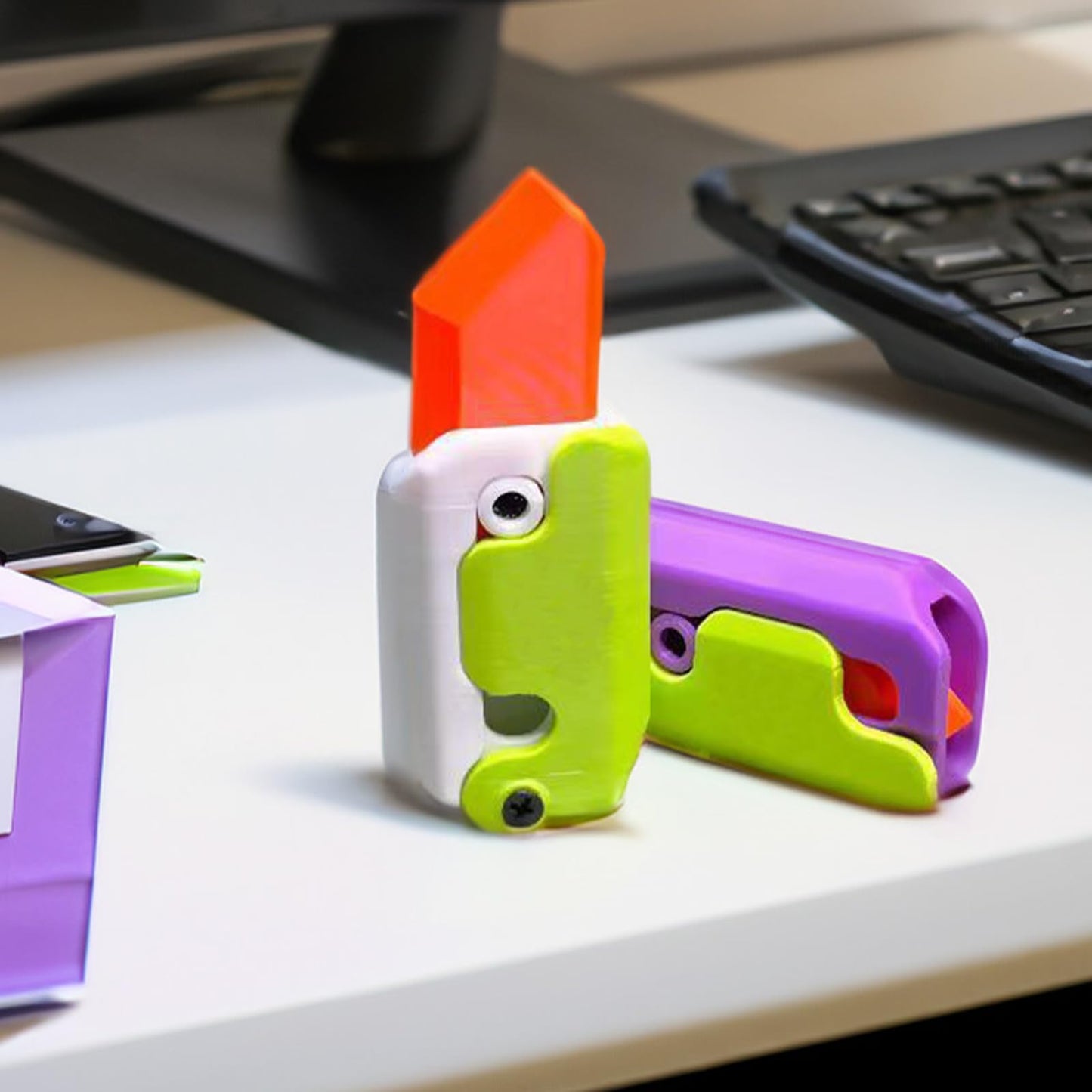 (New Arrival) 3D Printing Gravity Cub Jumping Small Radish Knife Mini Model Student Prize Pendant Decompression Toy For Children Gift