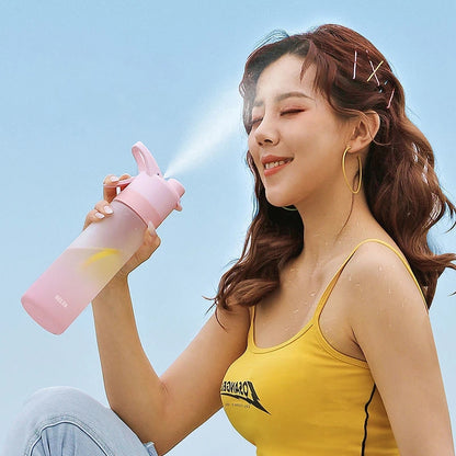 (New Arrival) Spray Water Bottle For Girls Outdoor Sport Fitness Water Cup Large Capacity Spray Bottle Drinkware Travel Bottles Kitchen Gadgets