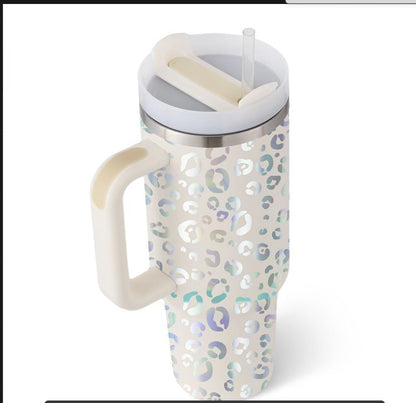(Top Pick) 40 Oz Tumbler With Handle Straw Insulated, Stainless Steel Spill Proof Vacuum Coffee Cup Tumbler With Lid Tapered Mug Gifts For Valentine Lover Suitable For Car Gym Office Travel