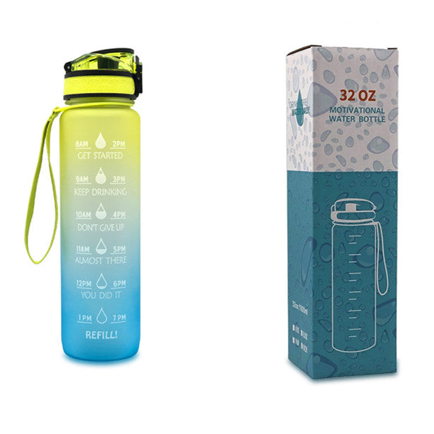 (New Arrival) 1L Tritan Water Bottle With Time Marker Bounce Cover Motivational Water Bottle Cycling Leakproof Cup For Sports Fitness Bottles