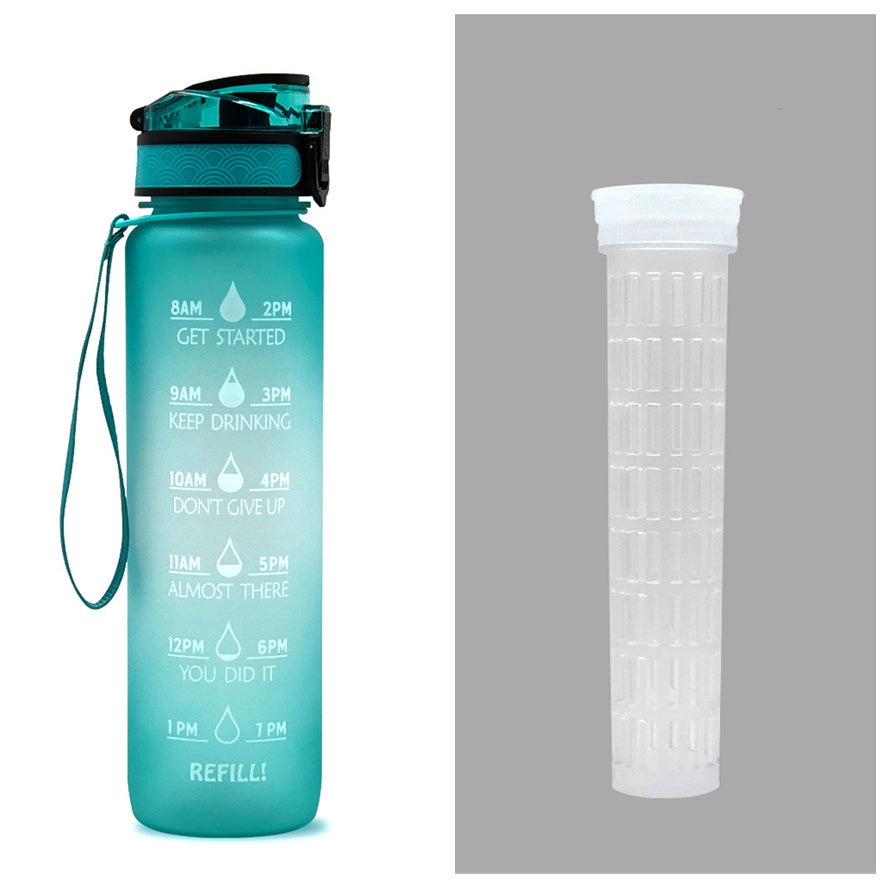 (New Arrival) 1L Tritan Water Bottle With Time Marker Bounce Cover Motivational Water Bottle Cycling Leakproof Cup For Sports Fitness Bottles