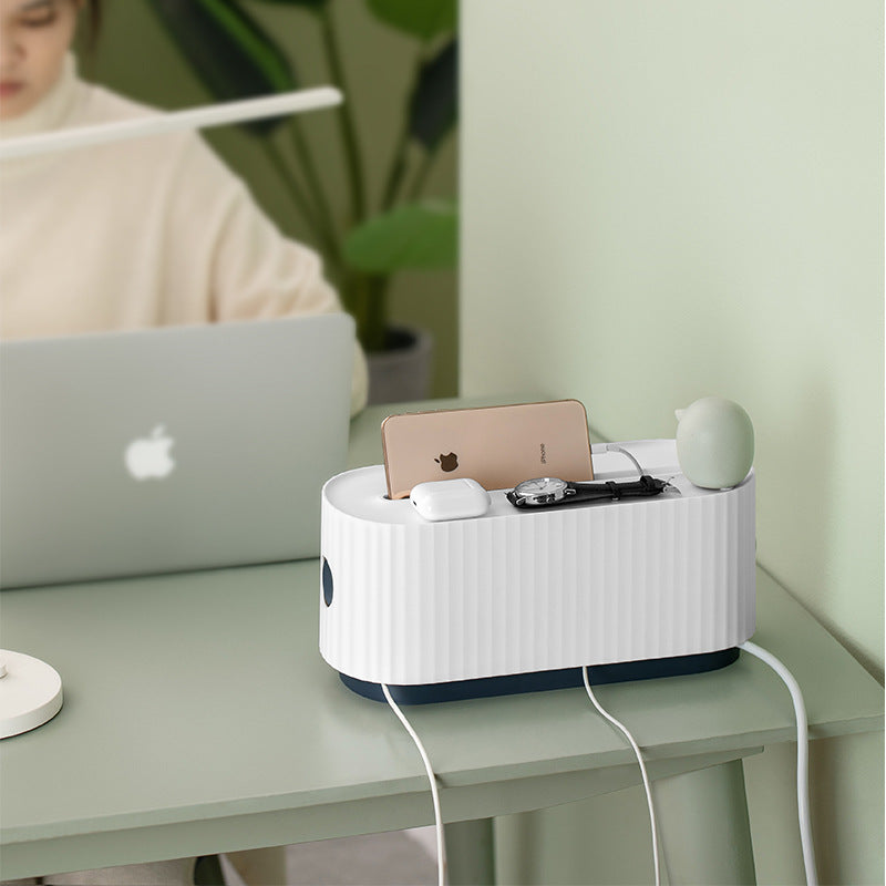 (New Arrival) Power Strip Wire Case Cable Storage Box Anti Dust Charger Socket Organizer Network Line Storage Bin Charger Wire Management
