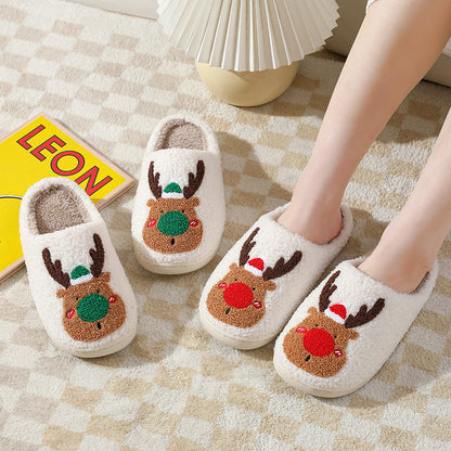 (New Arrival) Christmas Shoes Winter Home Slippers Elk Soft Cozy Bedroom Slipper Slip On House Shoes
