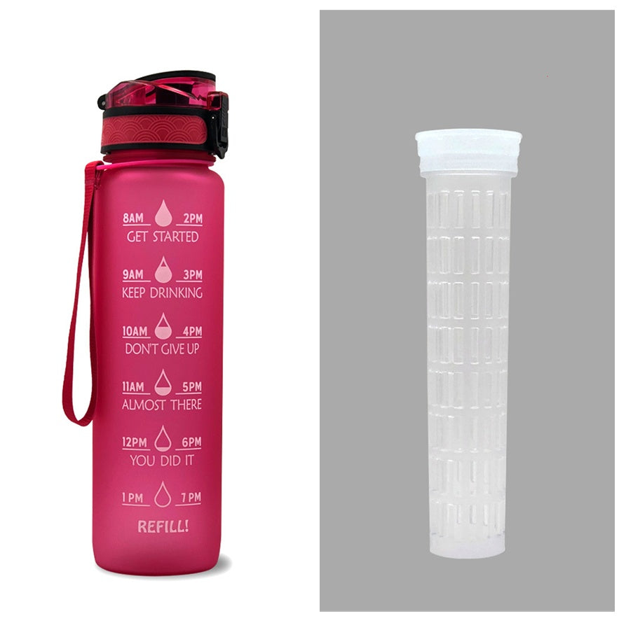 (New Arrival) 1L Tritan Water Bottle With Time Marker Bounce Cover Motivational Water Bottle Cycling Leakproof Cup For Sports Fitness Bottles