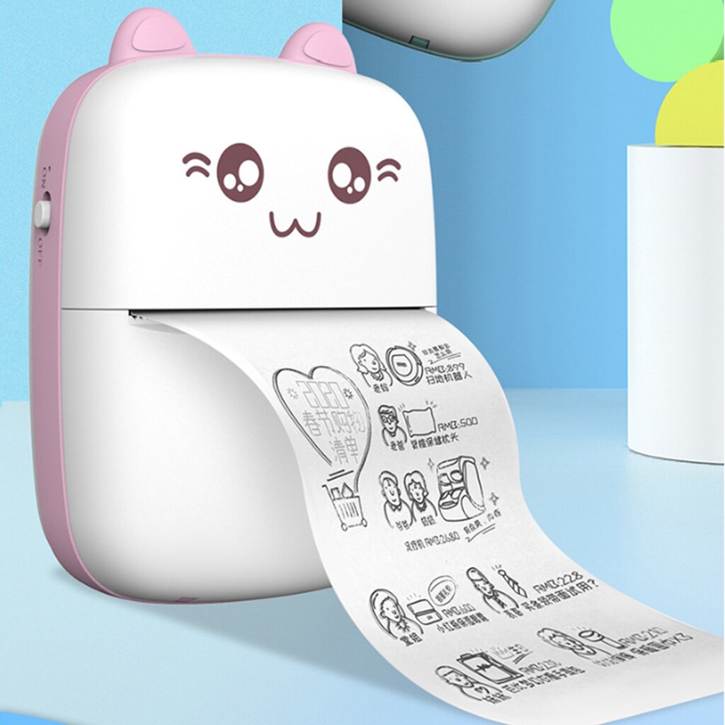 (Top Pick)Mini Printer Portable Mini Bluetooth WiFi New Wrong Printer Mobile Phone Photo Title Note Hot Print Pocket Student Error Label Printer