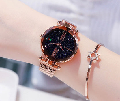 Starry Sky Women's Watch With Magnet Mesh And Diamond Quartz Watch
