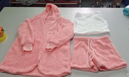 (New Arrival) 3pcs Womens Clothing Long Sleeve Crop Tank Top And Drawstring Shorts Pajama Set