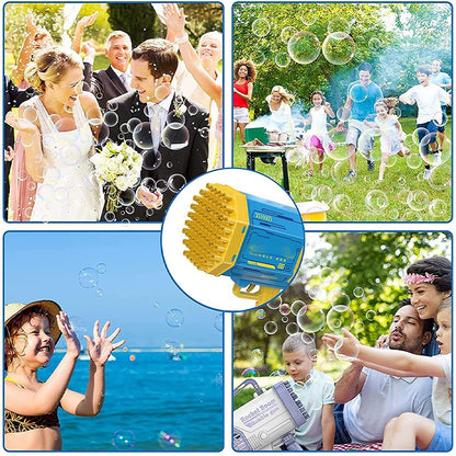 (Top Pick) Bubble Gun Rocket 69 Holes Soap Bubbles Machine Gun Shape Automatic Blower With Light Toys For Kids Pomperos