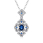 S925 Silver Retro Pattern Necklace Women's Versatile Natural Sapphire Pendant