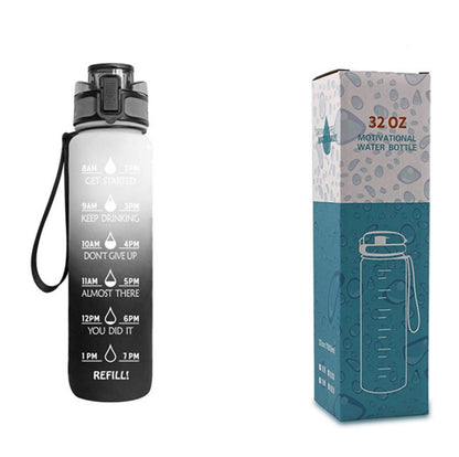 (New Arrival) 1L Tritan Water Bottle With Time Marker Bounce Cover Motivational Water Bottle Cycling Leakproof Cup For Sports Fitness Bottles