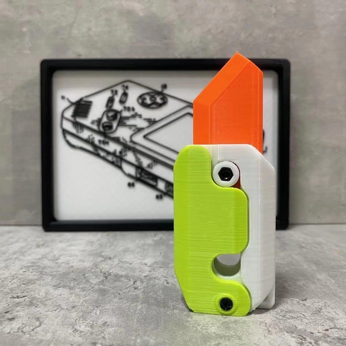 (New Arrival) 3D Printing Gravity Cub Jumping Small Radish Knife Mini Model Student Prize Pendant Decompression Toy For Children Gift