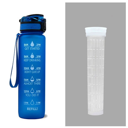 (New Arrival) 1L Tritan Water Bottle With Time Marker Bounce Cover Motivational Water Bottle Cycling Leakproof Cup For Sports Fitness Bottles