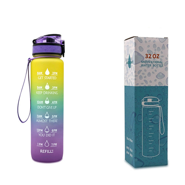 (New Arrival) 1L Tritan Water Bottle With Time Marker Bounce Cover Motivational Water Bottle Cycling Leakproof Cup For Sports Fitness Bottles