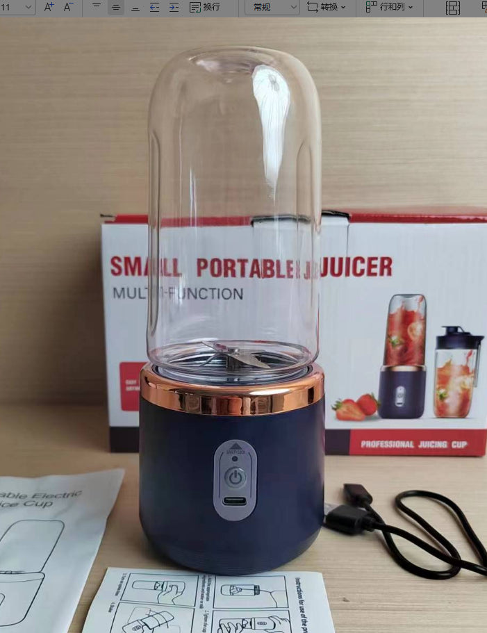 (New Arrival) blade Portable Blender Mini Juicer Cup Extractor Smoothie USB Charging Fruit Squeezer Blender Food Mixer Ice Crusher Portable Juicer Machine