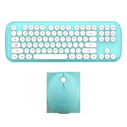 (New Arrival) Wireless Keyboard And Mouse Set Girls Color Retro